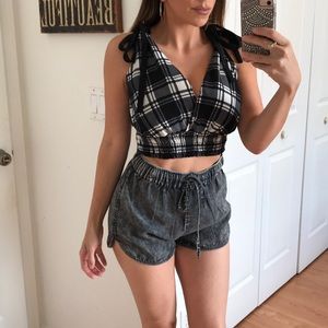 Gray acid wash comfy drawstring shorts size small